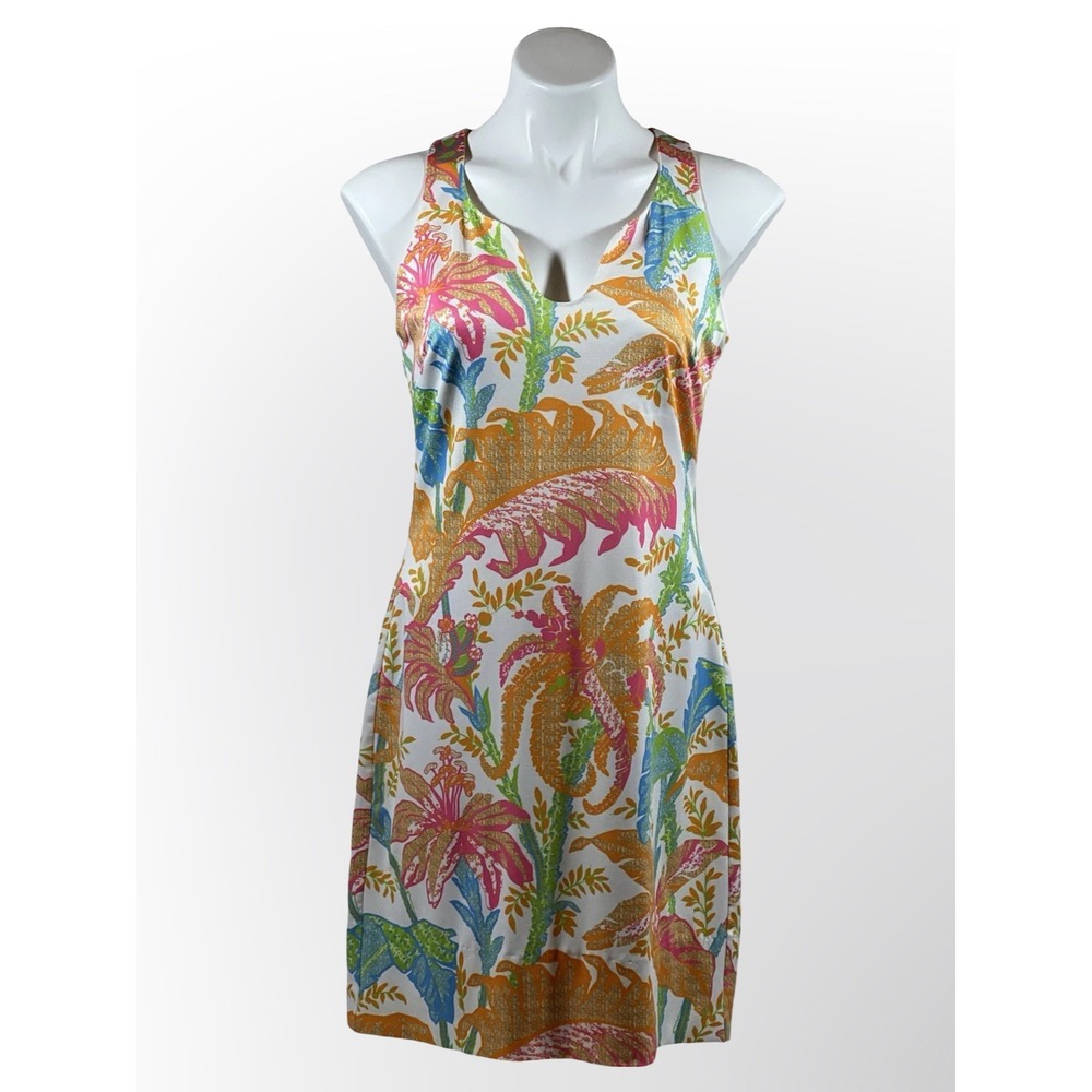 Gretchen Scott Floral Shift Dress Womens XS Multicolor Cotton Coastal Preppy